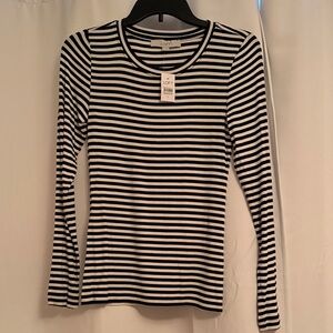 LOFT Monochrome Striped Long Sleeve Top